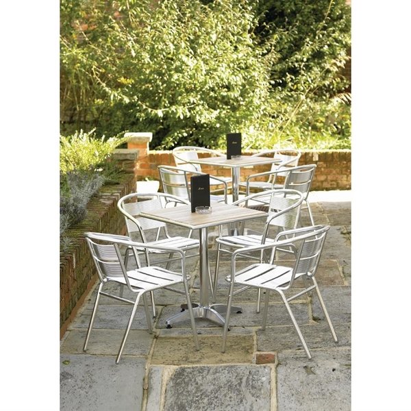 Tafel | Hout/Aluminium | Essenhout Blad | Aluminium Frame | In-/Outdoor | 600x600x720(h)mm
