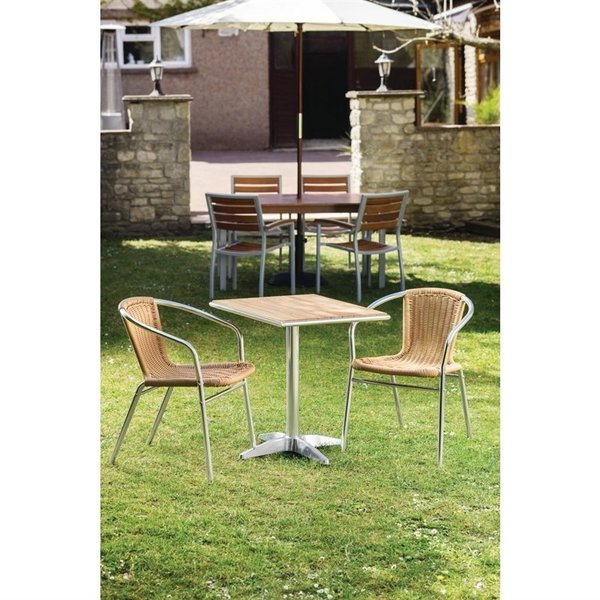 Tafel | Hout/Aluminium | Essenhout Blad | Aluminium Frame | In-/Outdoor | 600x600x720(h)mm