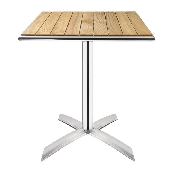 Inklapbare Tafel | Hout/Aluminium | Essenhout Blad | Aluminium Frame | In-/Outdoor | 600x600x730(h)mm