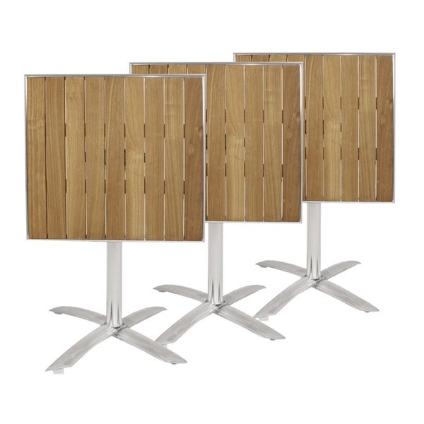Inklapbare Tafel | Hout/Aluminium | Essenhout Blad | Aluminium Frame | In-/Outdoor | 600x600x730(h)mm