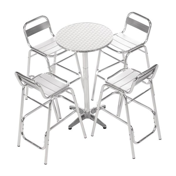 Statafel | RVS/Aluminium | RVS Blad | Aluminium Frame | In-/Outdoor | Ø600x1050(h)mm