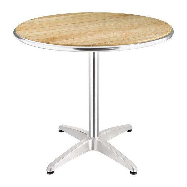 Tafel | Hout/Aluminium | Essenhout Blad | Aluminium Frame | In-/Outdoor | Ø800x720(h)mm
