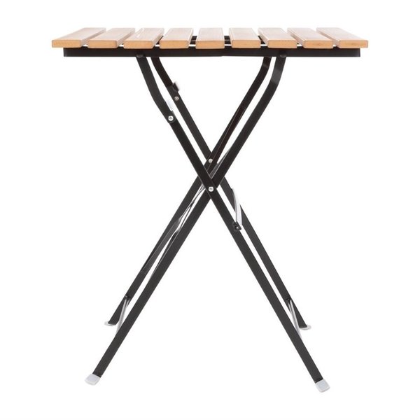 Inklapbare Tafel | Kunststof/Staal | Houtlook Blad | Zwart Frame | Indoor | 600x600x695(h)mm