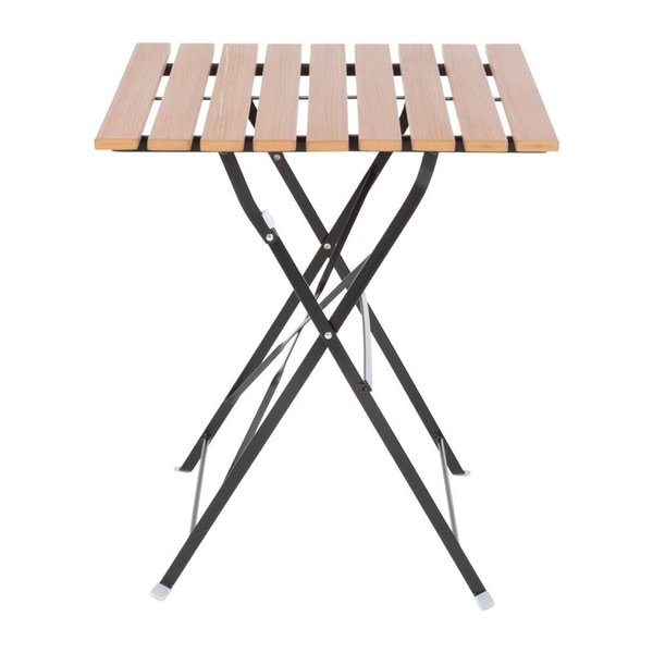 Inklapbare Tafel | Kunststof/Staal | Houtlook Blad | Zwart Frame | Indoor | 600x600x695(h)mm