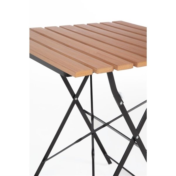 Inklapbare Tafel | Kunststof/Staal | Houtlook Blad | Zwart Frame | Indoor | 600x600x695(h)mm
