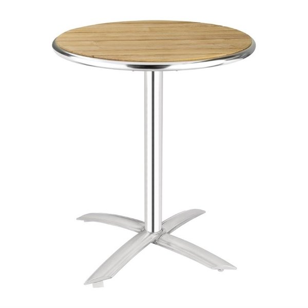 Inklapbare Tafel | Hout/Aluminium | Essenhout Blad | Aluminium Frame | In-/Outdoor | Ø600x720(h)mm