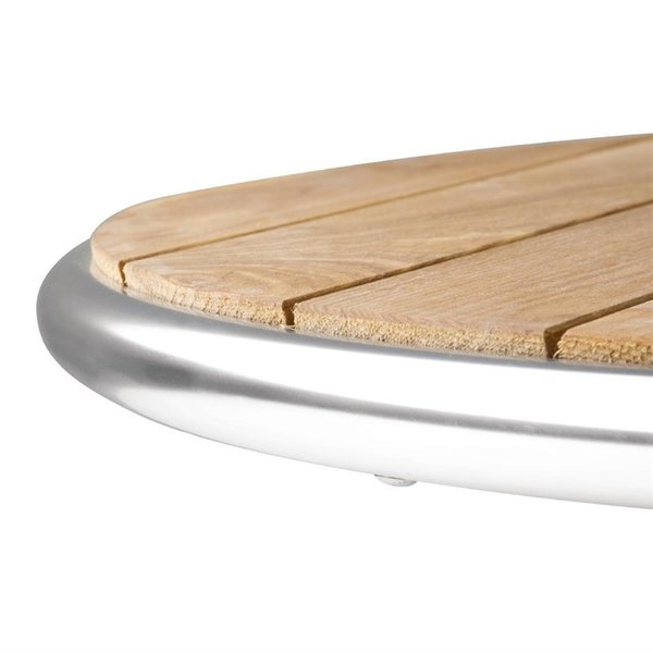 Inklapbare Tafel | Hout/Aluminium | Essenhout Blad | Aluminium Frame | In-/Outdoor | Ø600x720(h)mm