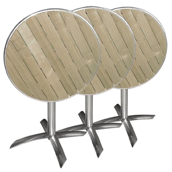 Inklapbare Tafel | Hout/Aluminium | Essenhout Blad | Aluminium Frame | In-/Outdoor | Ø600x720(h)mm