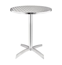 Bolero Inklapbare Tafel | RVS/Aluminium | RVS Blad | Aluminium Frame | In-/Outdoor | Ø600x720(h)mm 