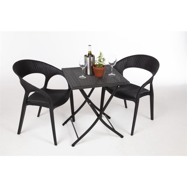 Inklapbare Tafel | Polyrotan/Staal | Zwart | In-/Outdoor | 600x600x710(h)mm
