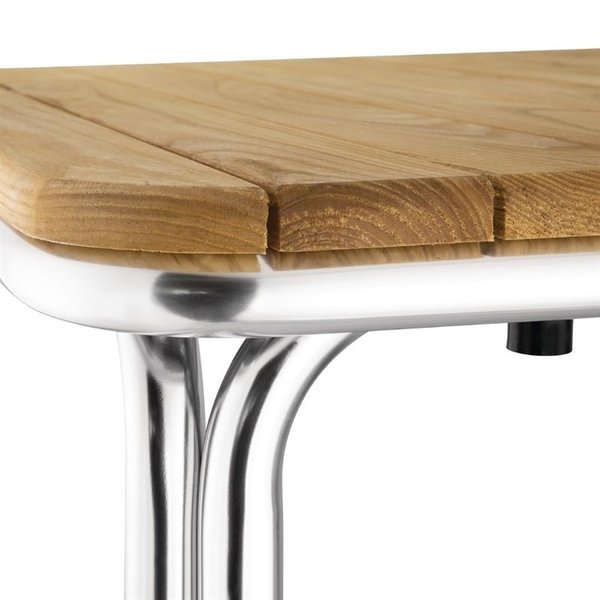 Tafel | Hout/Aluminium | Essenhout Blad | Aluminium Frame | In-/Outdoor | 700x700x720(h)mm