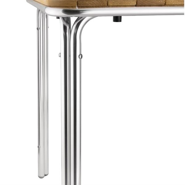 Tafel | Hout/Aluminium | Essenhout Blad | Aluminium Frame | In-/Outdoor | 700x700x720(h)mm