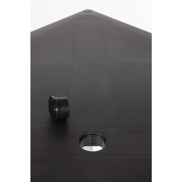 Tafel | Kunststof/Aluminium | Zwart Blad | Aluminium Poten | In-/Outdoor | Parasolgat | 750x750x720(h)mm