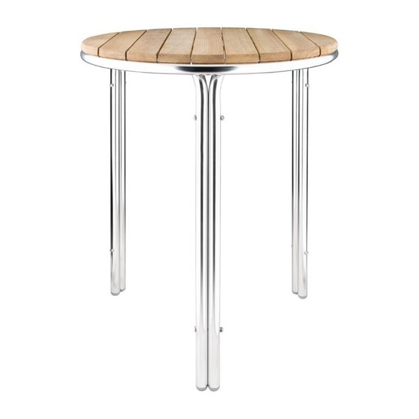 Tafel | Hout/Aluminium | Essenhout Blad | Aluminium Frame | In-/Outdoor | Ø600x720(h)mm