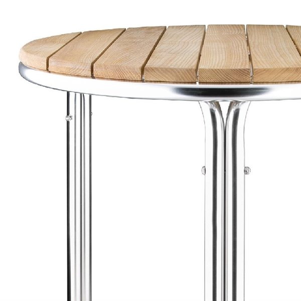 Tafel | Hout/Aluminium | Essenhout Blad | Aluminium Frame | In-/Outdoor | Ø600x720(h)mm