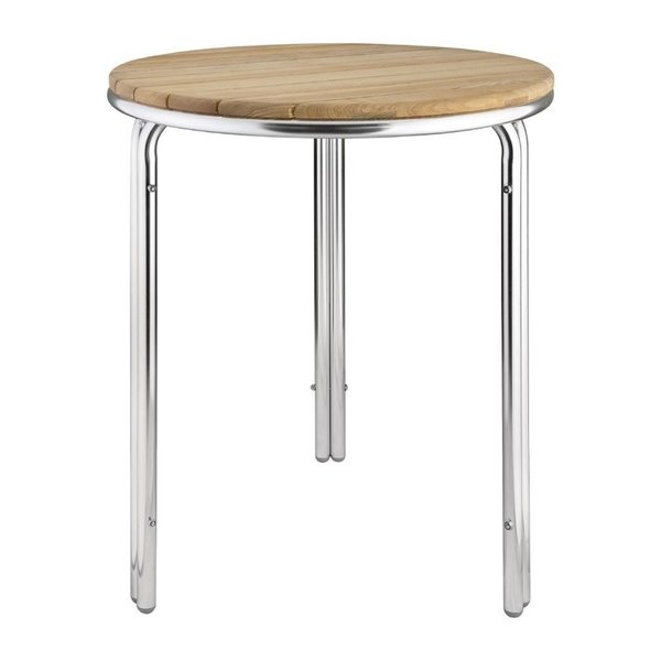 Tafel | Hout/Aluminium | Essenhout Blad | Aluminium Frame | In-/Outdoor | Ø600x720(h)mm