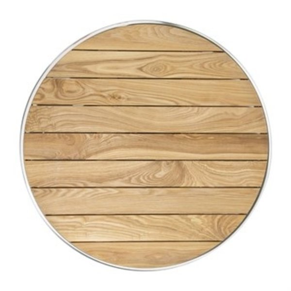 Statafel | Hout/Aluminium | Essenhout Blad | Aluminium Frame | In-/Outdoor | Ø600x1050(h)mm