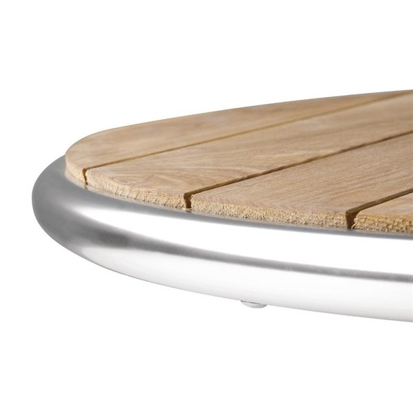 Statafel | Hout/Aluminium | Essenhout Blad | Aluminium Frame | In-/Outdoor | Ø600x1050(h)mm