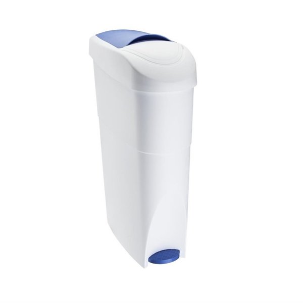 Pedaalemmer | SaniBin | Kunststof (Wit/Blauw) | 18L | Inworpvak | 190x360x540(h)mm