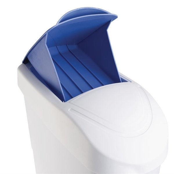 Pedaalemmer | SaniBin | Kunststof (Wit/Blauw) | 18L | Inworpvak | 190x360x540(h)mm