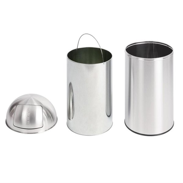 Afvalbak | RVS (Geborsteld) | 40L | Duwdeksel | Ø362x748(h)mm