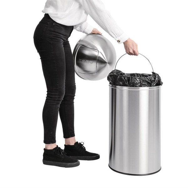 Afvalbak | RVS (Geborsteld) | 40L | Duwdeksel | Ø362x748(h)mm