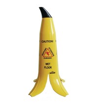 Banana Products Waarschuwingsbord | Kunststof | "Caution! Wet Floor" (EN/ES/DE/FR) | Bananenschil | 292x292x600(h)mm