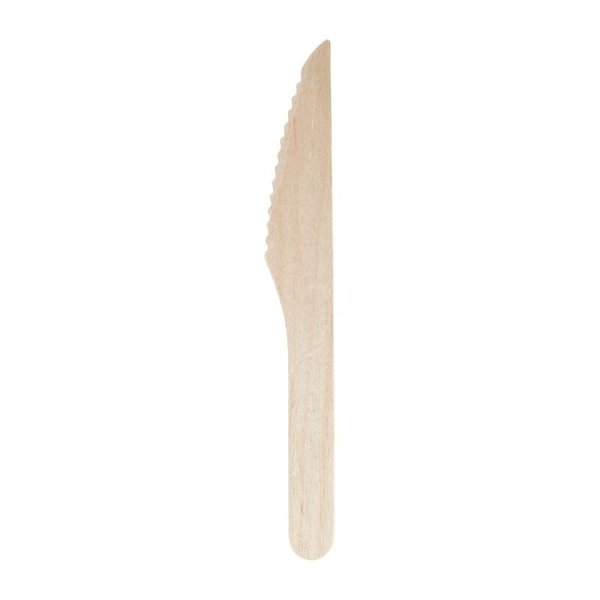 Biologisch afbreekbare houten messen 16,5cm | 100 stuks