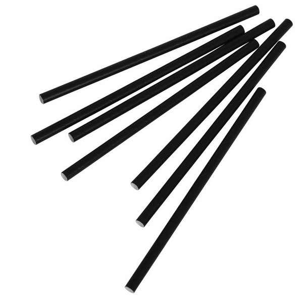 Composteerbare zwarte papieren cocktailrietjes | 250 stuks | 14(l) x 0,5(Ø)cm