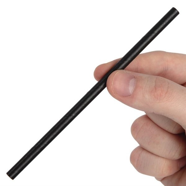 Composteerbare zwarte papieren cocktailrietjes | 250 stuks | 14(l) x 0,5(Ø)cm
