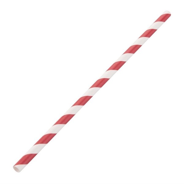Composteerbare papieren rietjes rood-wit gestreept | 250 stuks | 21(l) x 0,6(Ø)cm