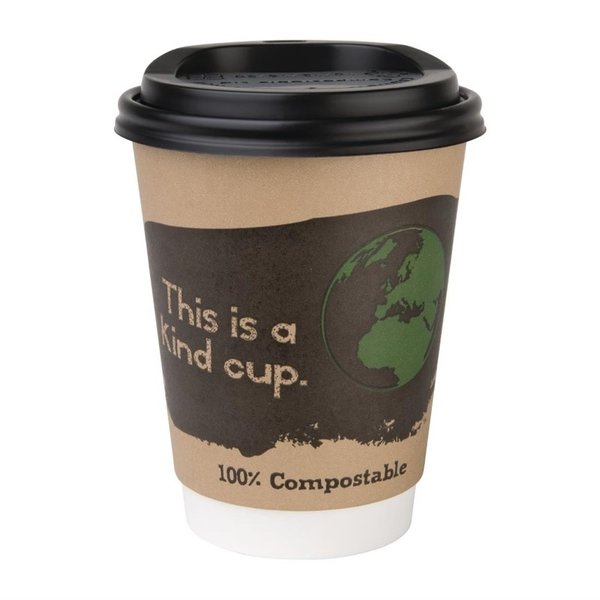 Composteerbare deksels voor 34cl koffiebekers | 50 stuks | 9,3(Ø)cm