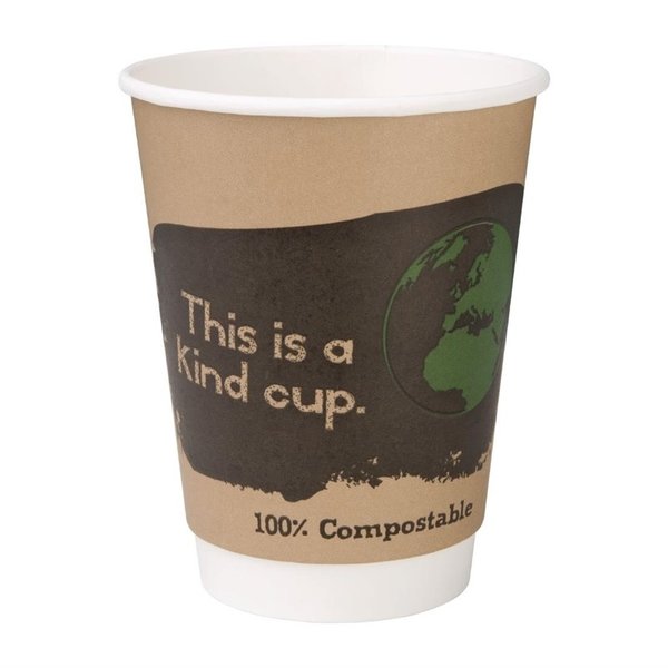 Composteerbare dubbelwandige koffiebekers 35,5cl | 500 stuks |  11(h) x 9(Ø)cm