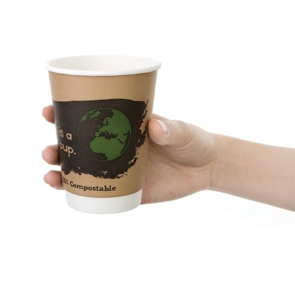 Composteerbare dubbelwandige koffiebekers 35,5cl | 500 stuks |  11(h) x 9(Ø)cm