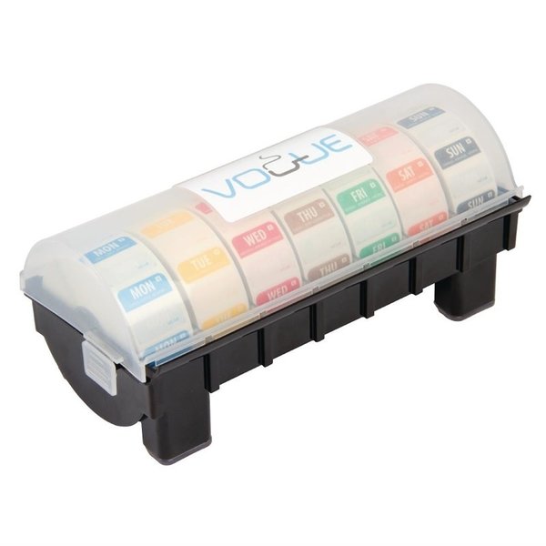 Dispenser 2,5cm incl 7 rollen voedseletiketten dag labels | 330x133x64(h)mm