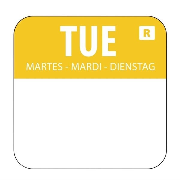 Afneembare voedseletiketten dinsdag kleurcode geel | 1000 stuks |  2,4 x 2,4cm