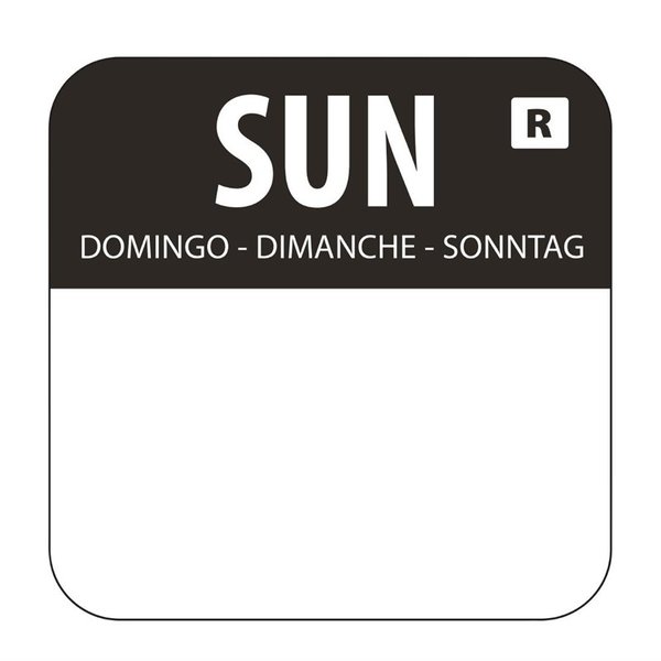 Voedseletiketten zondag kleurcode zwart | 1000 stuks | 2,4x2,4cm