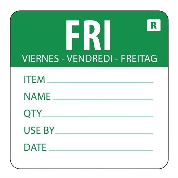 Voedseletiketten kleurcode vrijdag | 500 stuks | 4,9(h)x6(b)cm