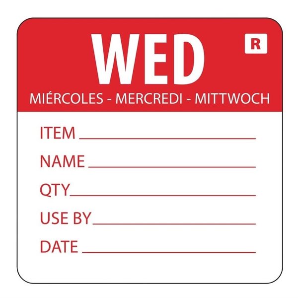 Voedseletiketten kleurcode woensdag | 500 stuks | 4,9(h)x6(b)cm