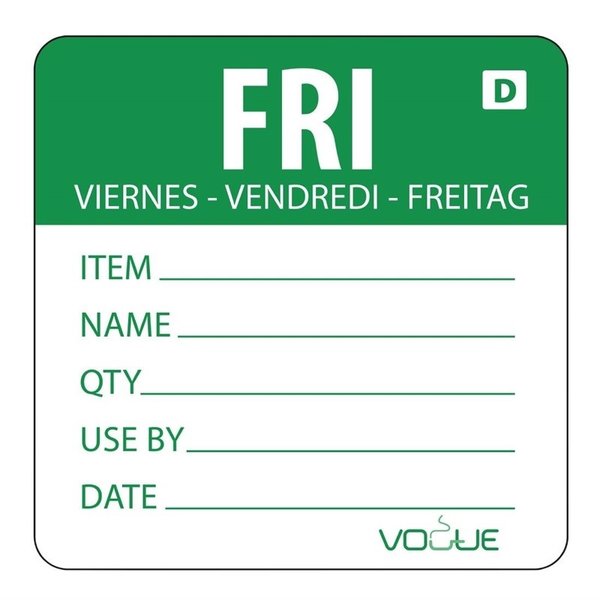 Oplosbare kleurcode voedseletiketten vrijdag | 250 stuks | 4,9(h)x6(b)cm