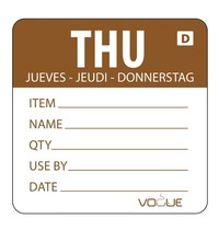 Vogue Oplosbare kleurcode voedseletiketten donderdag | 250 stuks | 4,9(h)x6(b)cm Vogue Oplosbare kleurcode voedseletiketten donderdag | 250 stuks | 4,9(h)x6(b)cm