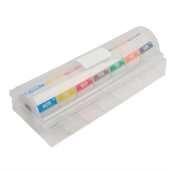 Afneembare kleurcode stickers met 5cm kunststof dispenser | 489x133x64(h)mm