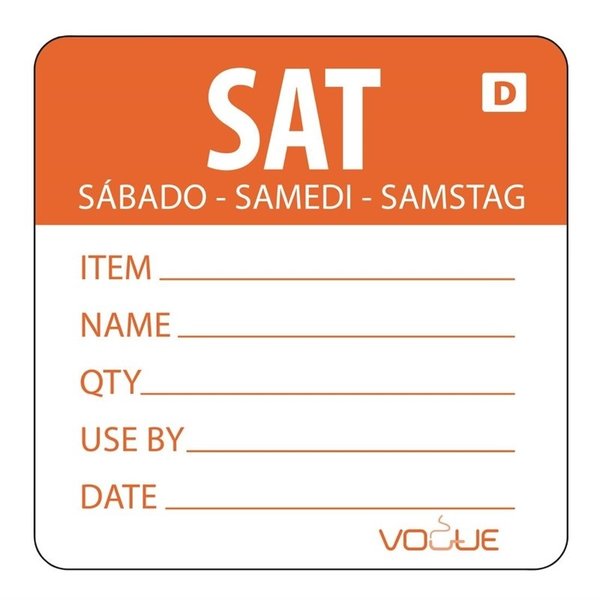Oplosbaar kleurcode voedseletiketten zaterdag | 250 stuks | 4,9(h)x6(b)cm