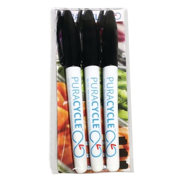Gifvrije permanent markers zwart | 3 stuks 13,5(h)x1,5(b)cm