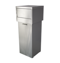 Bertrand Afvalbak Snack | RVS | 80L | Verrijdbaar | 470x470x1270(h)mm
