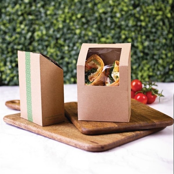 Composteerbaar tortilla dozen met PLA venster | 500 stuks | 70x78x130(h)mm