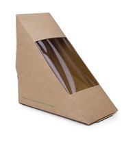 Vegware Composteerbare kraft sandwich boxen | 500 stuks | 72x123x123(h)mm Vegware Composteerbare kraft sandwich boxen | 500 stuks | 72x123x123(h)mm
