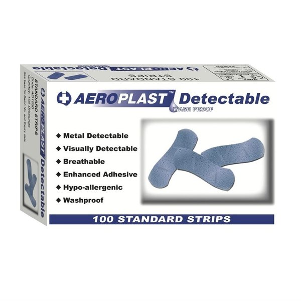 Blauwe detecteerbare pleisters | 100 stuks | Water,olie en vet afstotend | 165x105x40(h)mm