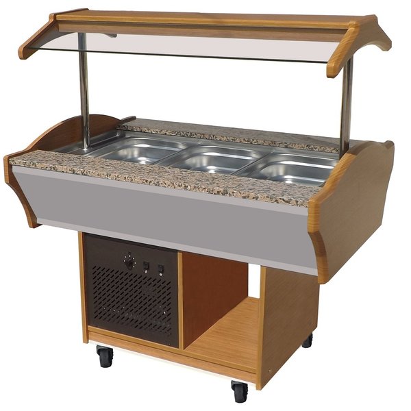 Gekoeld Buffet GN 3x 1/1 | Statisch | 230V | Met LED verlichting | 1200x900x850/1350(h)mm