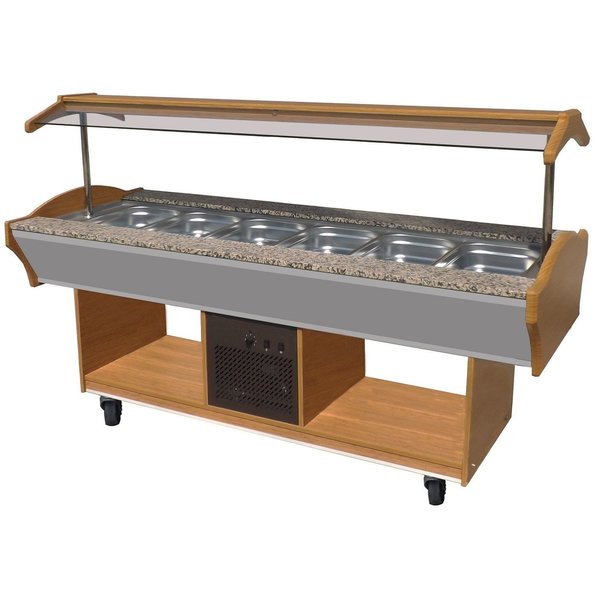 Gekoeld Buffet GN 6x 1/1 | Statich | 230V | Met led verlichting  | 2200x900x850/1350(h)mm